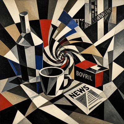 still life with everyday objects — Vorticism Art Style