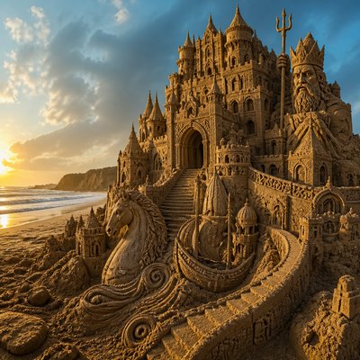 wide landscape with natural scenery — Sand Sculpture Style
