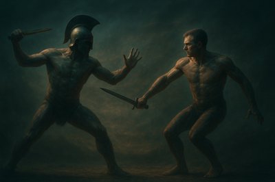 a couple of men standing next to each other