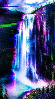 towering waterfall cascading down a cliff