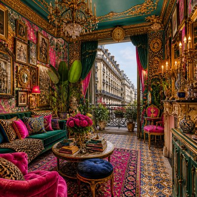 Maximalist Interior Design Style Transfer Example