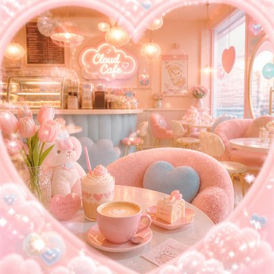 cozy cafe interior with warm lighting