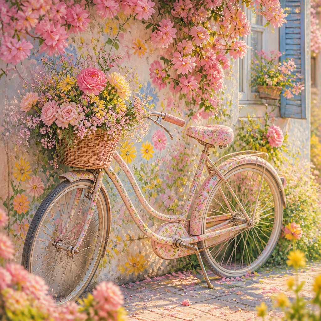bicyle resting against a wall — Bloomcore Aesthetic
