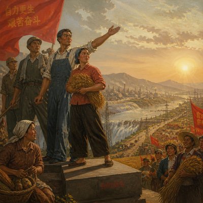 wide landscape with natural scenery — Socialist Realism Art Style