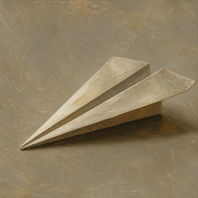 a paper plane, clean minimal composition on a plain background, no text