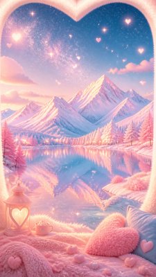 a tranquil mountain lake beneath a starry night sky, no people, no text