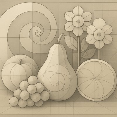 still life arrangement of fruits and flowers