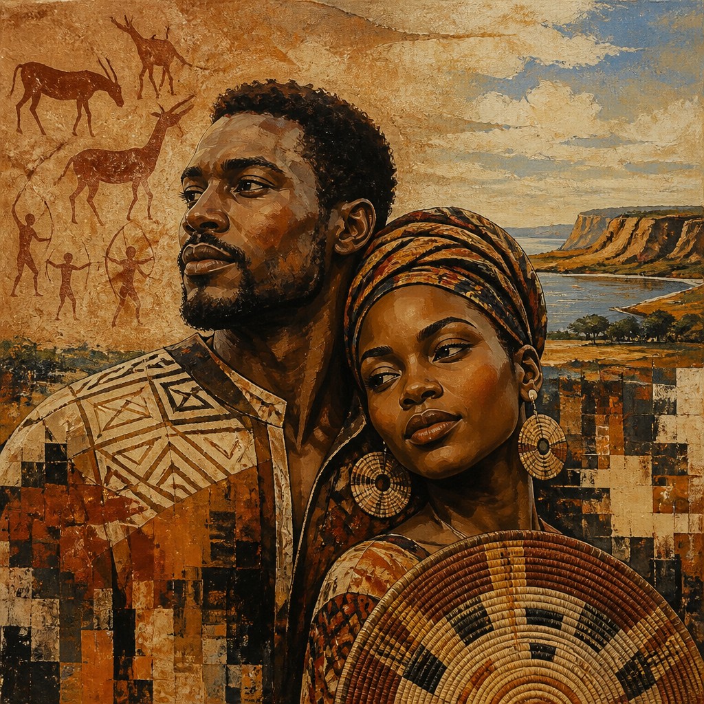 portrait of two people together — Zambian Art Style