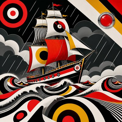 sailing ship on a stormy sea