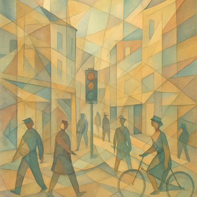 urban street with city activity
