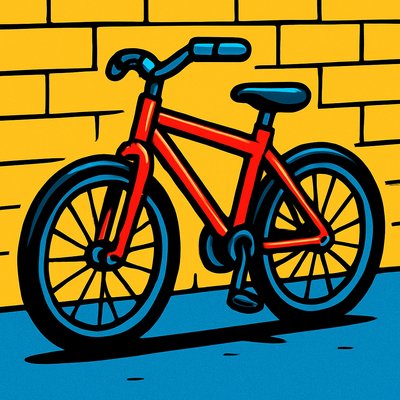 bicyle resting against a wall