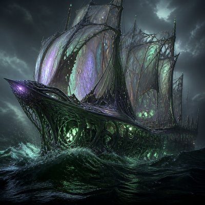sailing ship on a stormy sea