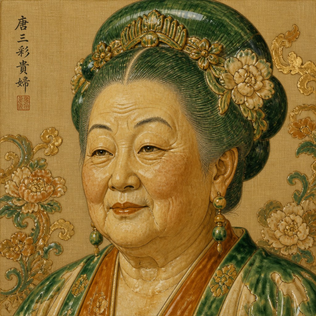close-up portrait of an elderly person with expressive weathered features — Tang Dynasty Art Style