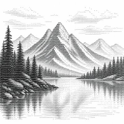 serene landscape with mountains and water