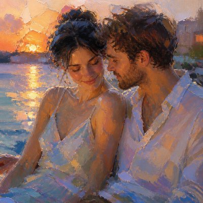 portrait of two people together — Impressionist Nature Art