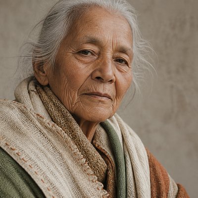 close-up portrait of an elderly person with expressive weathered features