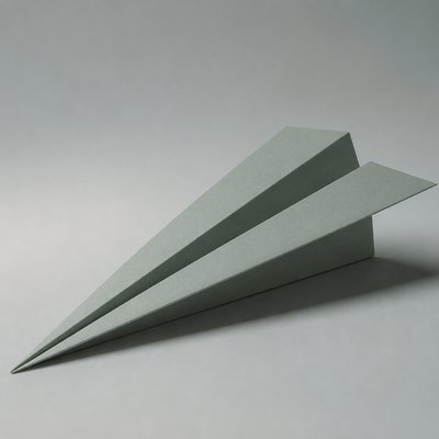 a paper plane, clean minimal composition on a plain background, no text
