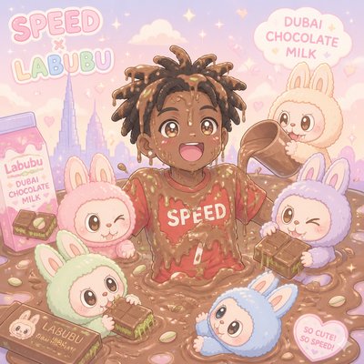Gay my show speed covered in labubu Dubai chocolate milk 