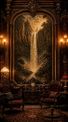 towering waterfall cascading down a cliff