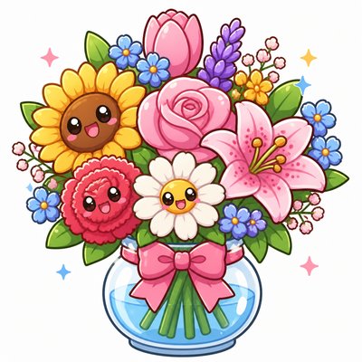 bouquet of flowers in a glass vase