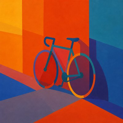 bicyle resting against a wall