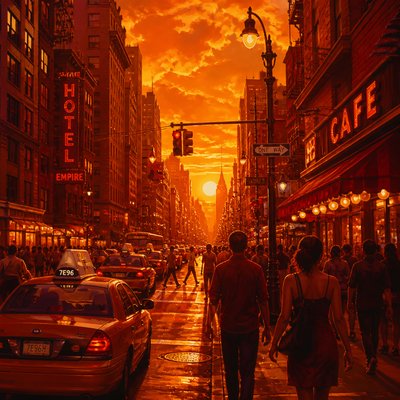 urban street with city activity