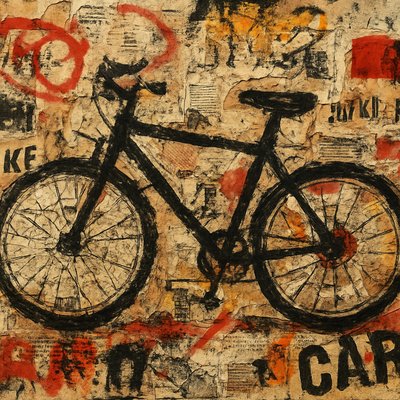 bicyle resting against a wall
