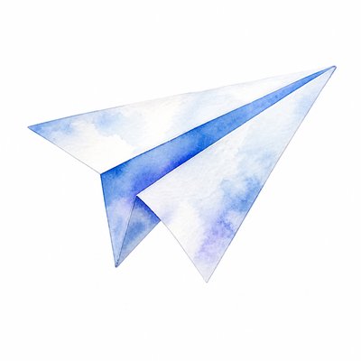 a paper plane, clean minimal composition on a plain background, no text