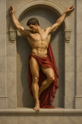 a statue of a man in a red robe