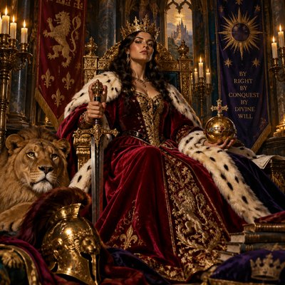 cover art for song about female conquerror who has divine right to throne