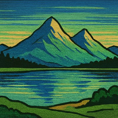 serene landscape with mountains and water