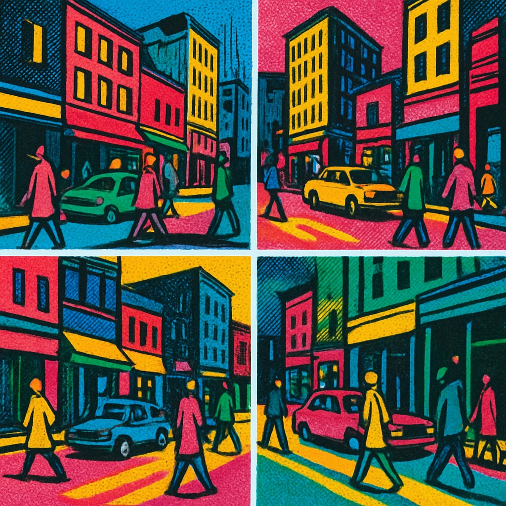 urban street with city activity