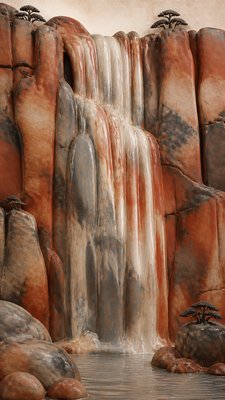 towering waterfall cascading down a cliff