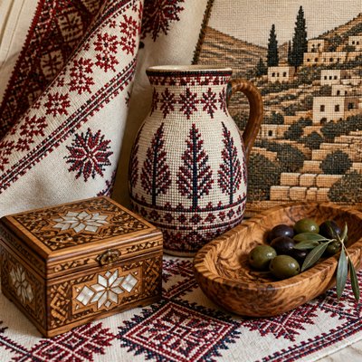 still life with everyday objects — Palestinian Art Style