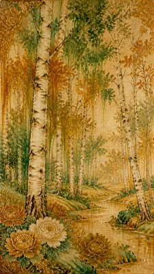 a serene birch forest in soft morning light, no people, no text
