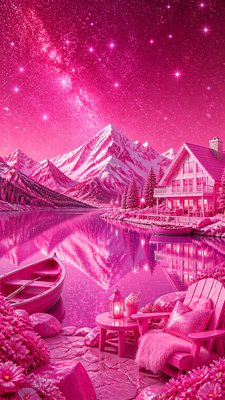 a tranquil mountain lake beneath a starry night sky, no people, no text
