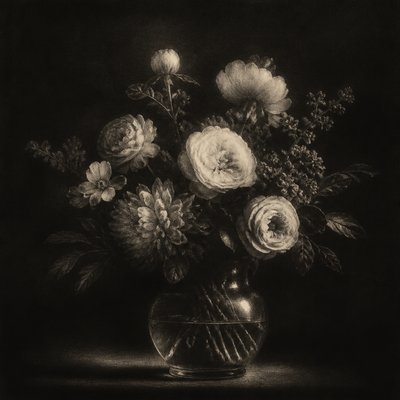 bouquet of flowers in a glass vase