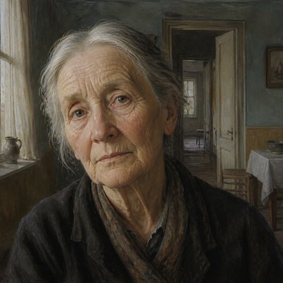 close-up portrait of an elderly person with expressive weathered features