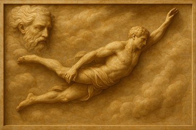 a painting of a man with a beard and a beard in the shape of a