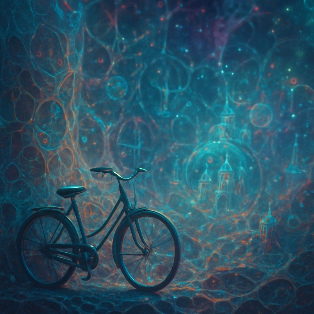 bicyle resting against a wall