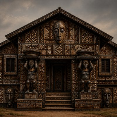 house with front view — Congolese Art Style