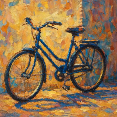 bicyle resting against a wall