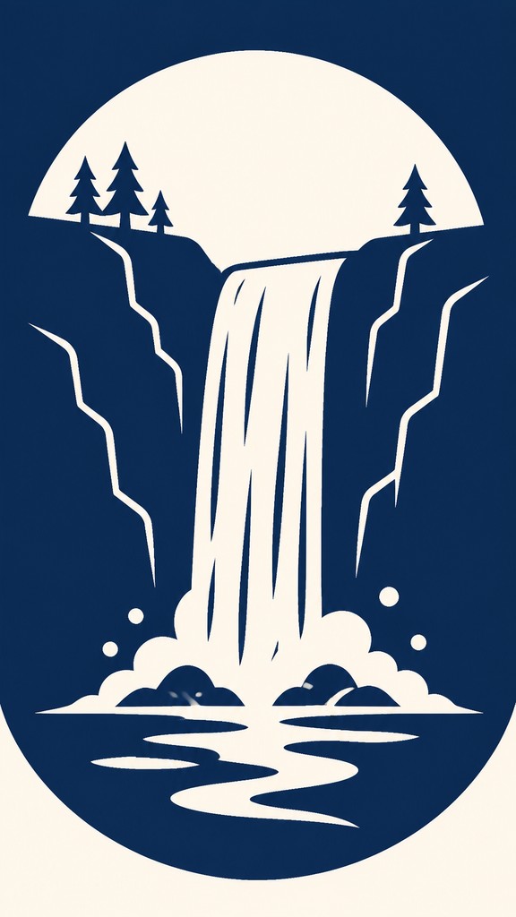 towering waterfall cascading down a cliff