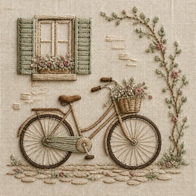 bicyle resting against a wall