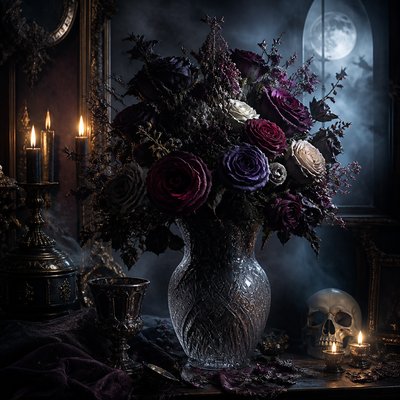 bouquet of flowers in a glass vase