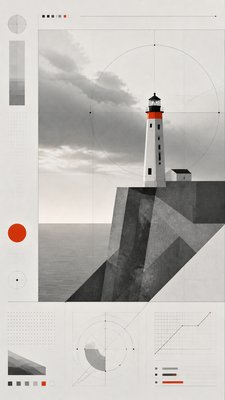 a lone lighthouse on a cliff at dusk under a dramatic sky, no text or lettering