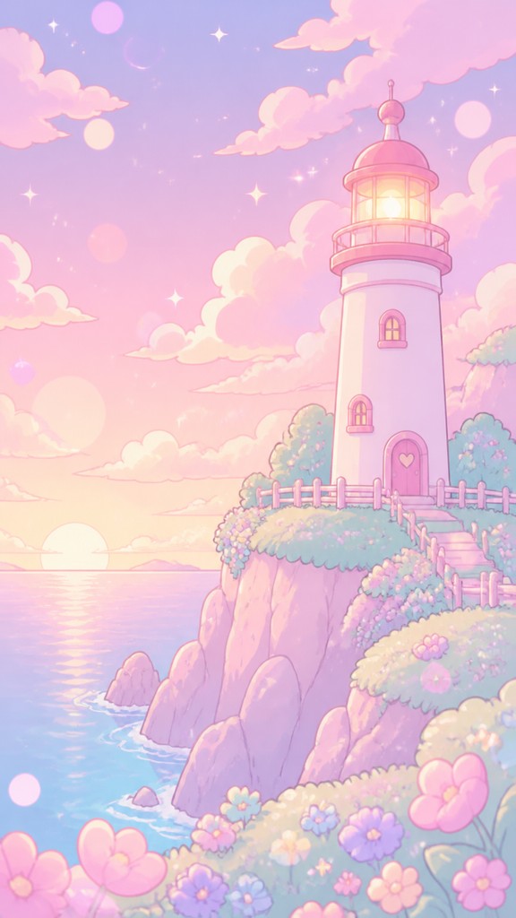a lone lighthouse on a cliff at dusk under a dramatic sky, no text or lettering