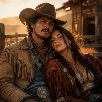 portrait of two people together — Cowboycore Aesthetic
