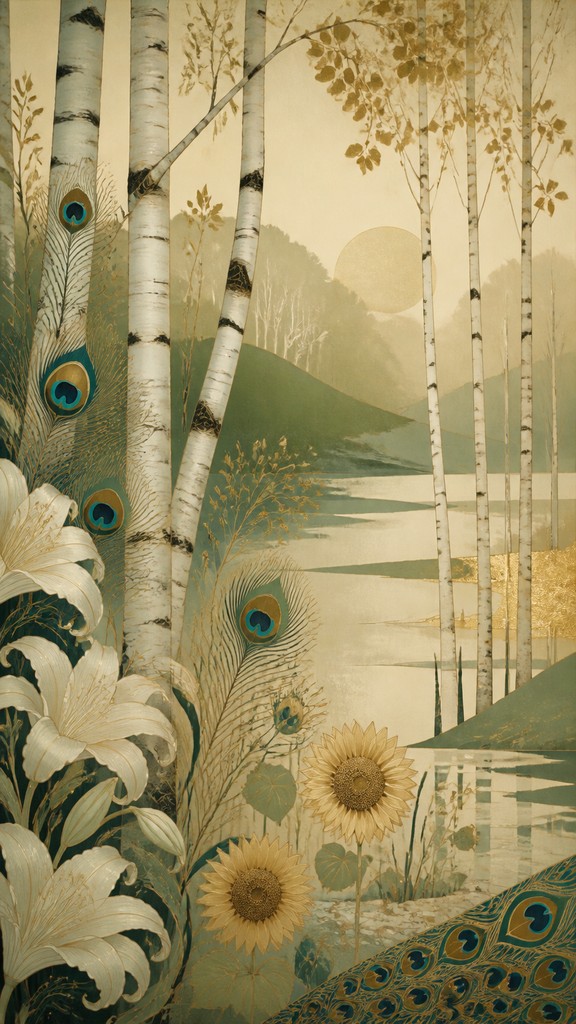 a serene birch forest in soft morning light, no people, no text