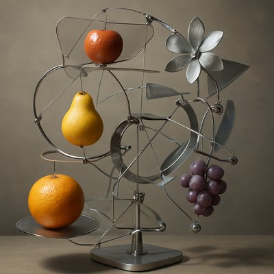 still life arrangement of fruits and flowers